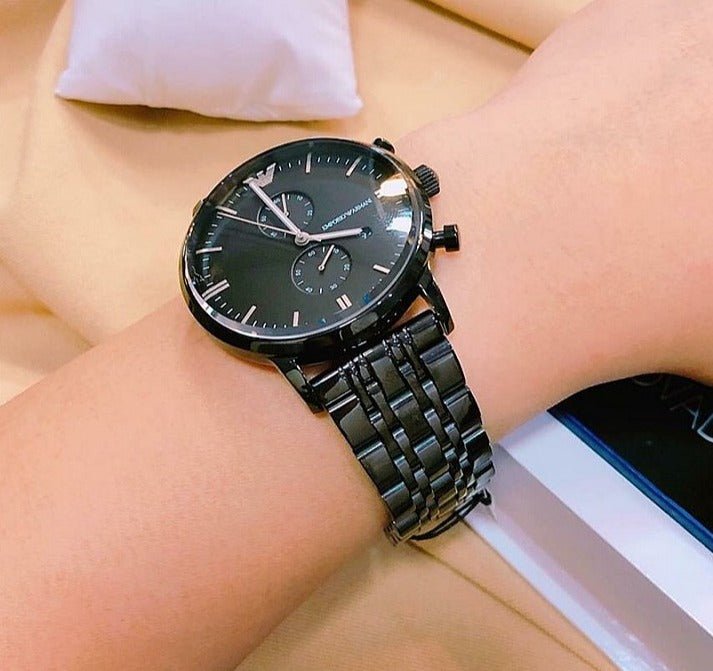  Shop Authentic Emporio Armani Chronograph Black Dial Black Steel Strap Watch For Men - AR1934 - Luxxuri