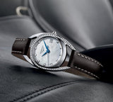  Shop Authentic Longines Equestrian Mother of Pearl Dial Brown Leather Strap Watch for Women - L6.136.0.87.2 - Luxxuri