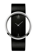  Shop Authentic Calvin Klein Glam Transparent Dial Black Leather Strap Watch for Women - K9423107 - Luxxuri