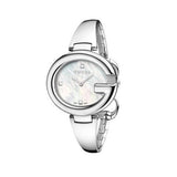  Shop Authentic Gucci Guccissima Diamonds Mother of Pearl Dial Silver Steel Strap Watch For Women - YA134303 - Luxxuri