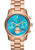  Shop Authentic Michael Kors Runway Chronograph Turquoise Dial Rose Gold Steel Strap Watch For Women - MK6164 - Luxxuri
