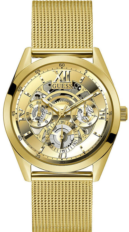  Shop Authentic Guess Tailor Multifunction Gold Dial Gold Mesh Bracelet Watch for Men - GW0368G2 - Luxxuri