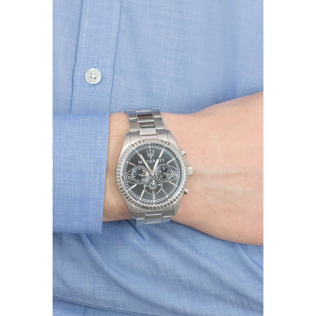  Shop Authentic Maserati Competizione Chronograph Black Dial Silver Steel Strap Watch For Men - R8853100014 - Luxxuri