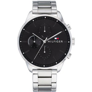  Shop Authentic Tommy Hilfiger Chase Quartz Black Dial Silver Steel Strap Watch For Men - 1791485 - Luxxuri