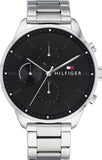  Shop Authentic Tommy Hilfiger Chase Quartz Black Dial Silver Steel Strap Watch For Men - 1791485 - Luxxuri