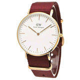  Shop Authentic Daniel Wellington Classic Roselyn White Dial Maroon Nylon Strap Watch For Women - DW00100267 - Luxxuri