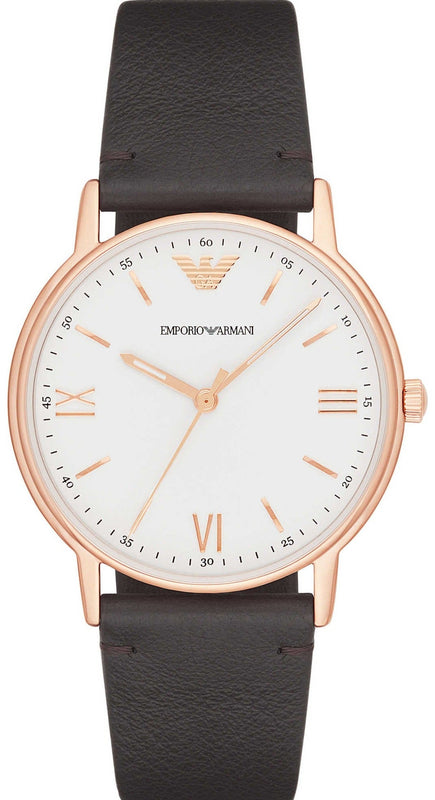  Shop Authentic Emporio Armani Dress Quartz White Dial Brown Leather Strap Watch For Men - AR11011 - Luxxuri