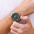  Shop Authentic Emporio Armani Diver Chronograph Green Dial Silver Steel Strap Watch For Men - AR11500 - Luxxuri