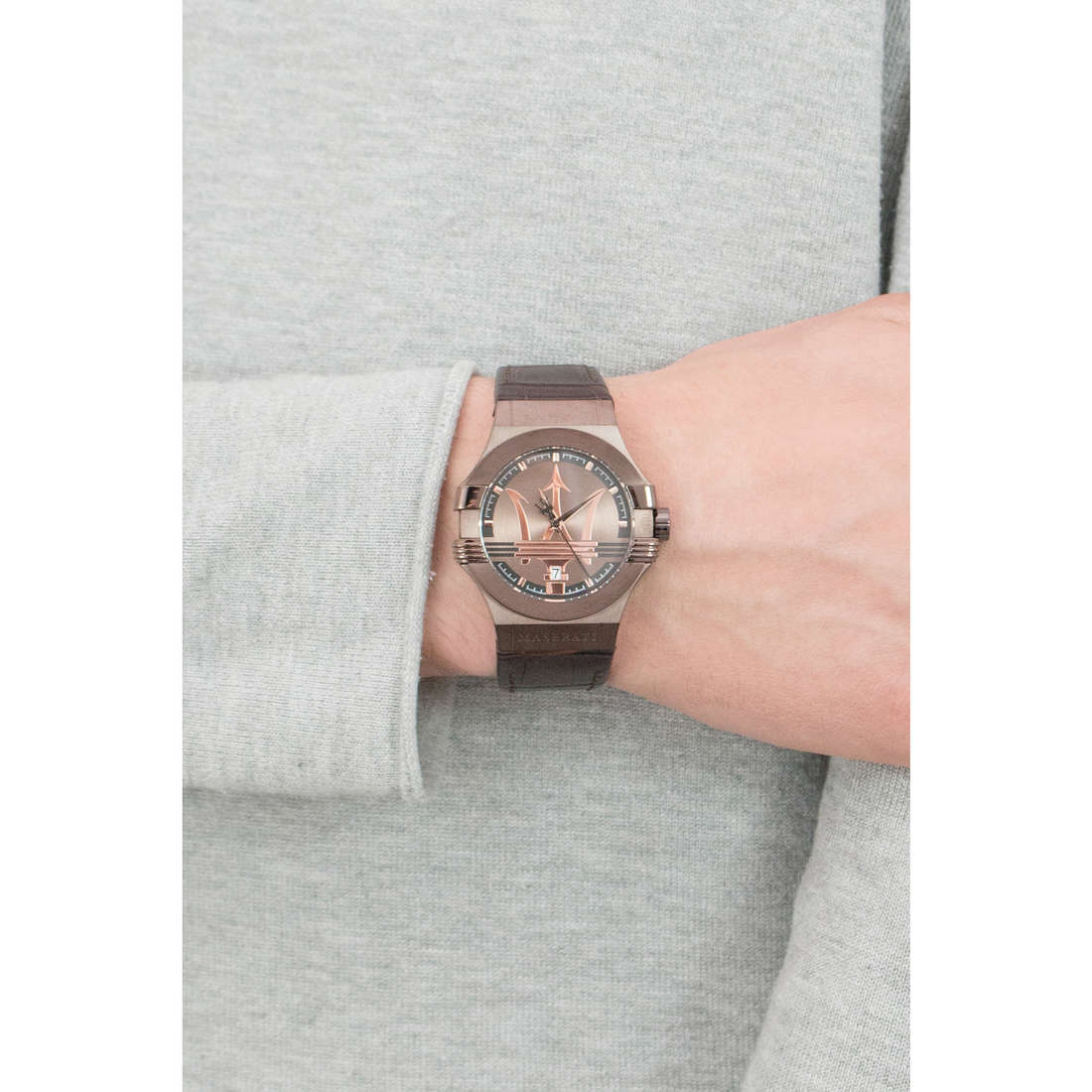  Shop Authentic Maserati Potenza Brown Dial Brown Leather Strap Watch For Men - R8851108011 - Luxxuri