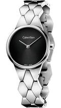  Shop Authentic Calvin Klein Snake Black Dial Silver Steel Strap Watch For Women - K6E23141 - Luxxuri