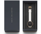  Shop Authentic Daniel Wellington Classic Petite Bondi Black Dial White Leather Strap Watch For Women - DW00100285 - Luxxuri