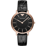  Shop Authentic Emporio Armani Kappa Quartz Black Dial Black Leather Strap Watch For Women - AR11064 - Luxxuri