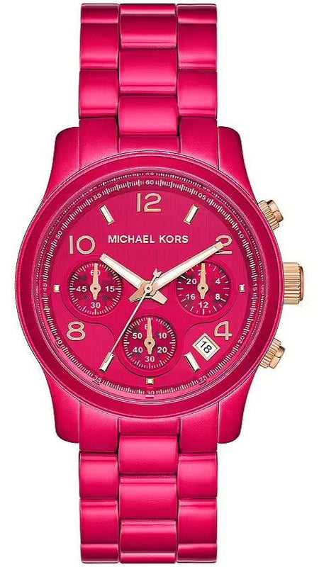  Shop Authentic Michael Kors Runway Chronograph Limited Edition Pink Dial Pink Steel Strap Watch for Women - MK7478LE - Luxxuri