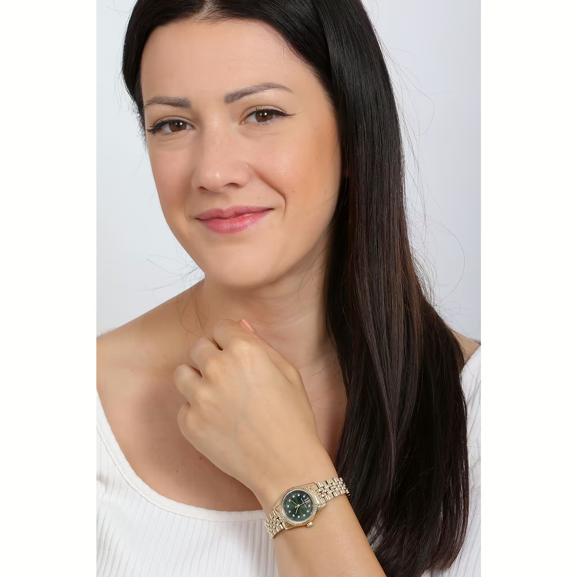  Shop Authentic Michael Kors Lexington Pave Three-Hand Green Dial Gold Steel Strap Watch for Women - MK4842 - Luxxuri