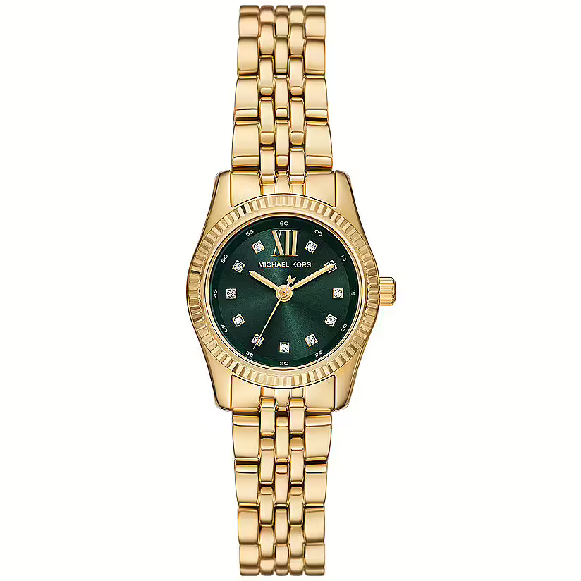  Shop Authentic Michael Kors Lexington Pave Three-Hand Green Dial Gold Steel Strap Watch for Women - MK4842 - Luxxuri