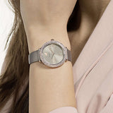 Shop Authentic Swarovski Crystal Frost Grey Dial Grey Leather Strap Watch for Women - 5484067 - Luxxuri
