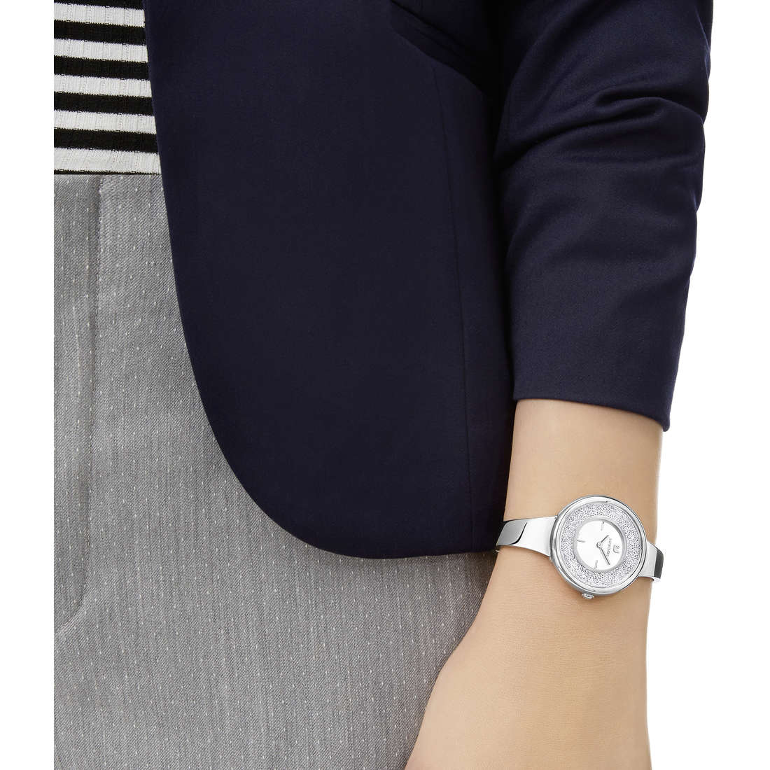  Shop Authentic Swarovski Crystalline Pure Silver Dial Silver Steel Strap Watch for Women - 5269256 - Luxxuri