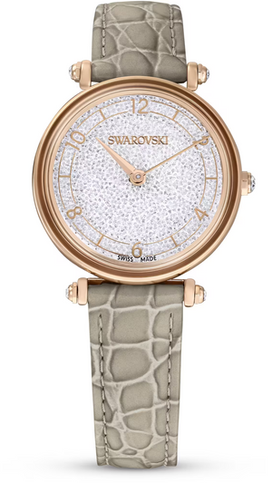  Shop Authentic Swarovski Crystalline Wonder Silver Dial Beige Leather Strap Watch for Women - 5656899 - Luxxuri