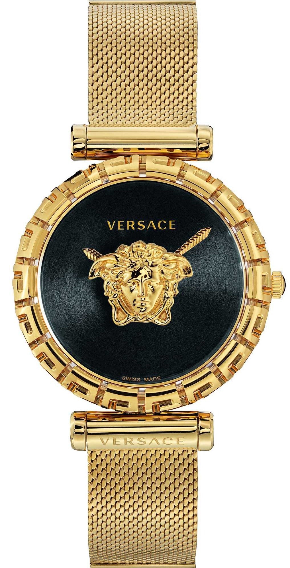  Shop Authentic Versace Palazzo Empire Greca Black Dial Gold Mesh Bracelet Watch for Women - VEDV00519 - Luxxuri