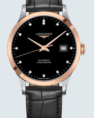  Shop Authentic Longines Record Black Dial Black Leather Strap Watch for Men - L2.821.5.57.2 - Luxxuri