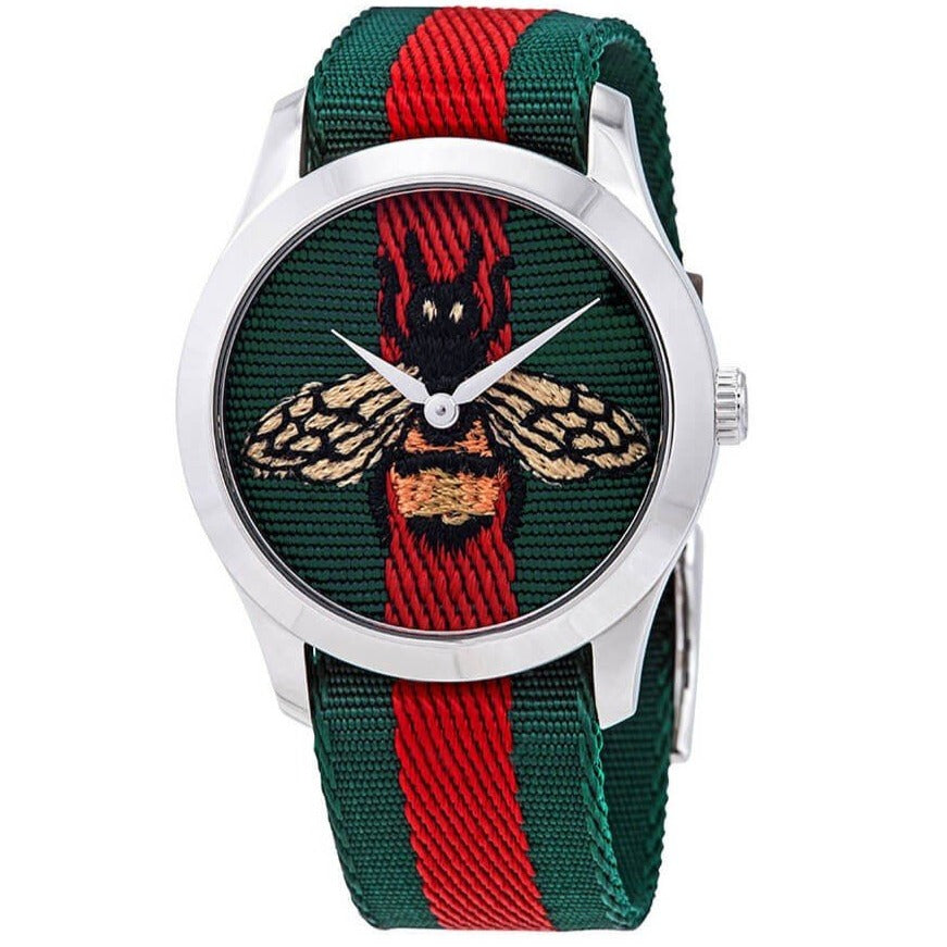  Shop Authentic Gucci Le Marche des Merveilles Red & Green Dial Red & Green Nylon Strap Unisex Watch - YA1264060 - Luxxuri