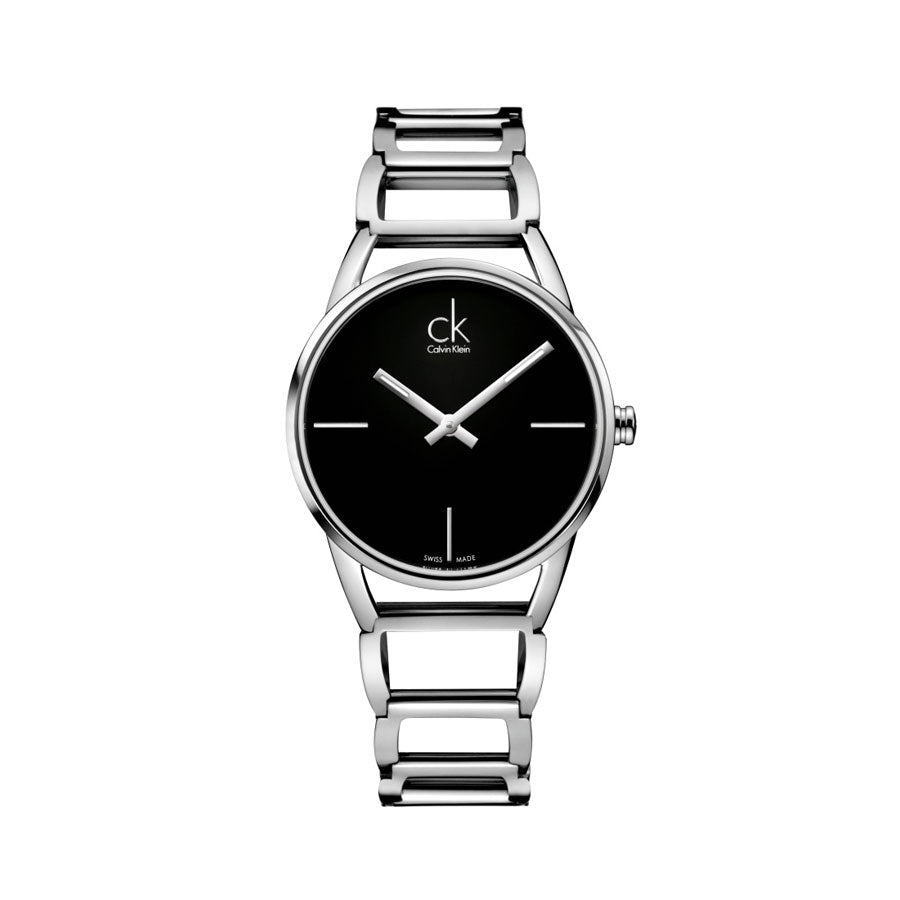  Shop Authentic Calvin Klein Stately Black Dial Silver Steel Strap Watch for Women - K3G23121 - Luxxuri