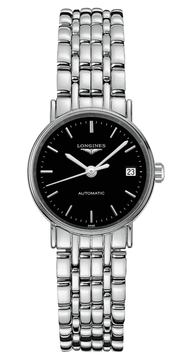  Shop Authentic Longines Presence 25.5mm Automatic Black Dial Silver Steel Strap Watch for Women - L4.321.4.52.6 - Luxxuri
