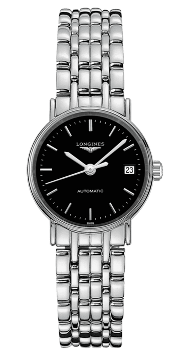  Shop Authentic Longines Presence 25.5mm Automatic Black Dial Silver Steel Strap Watch for Women - L4.321.4.52.6 - Luxxuri