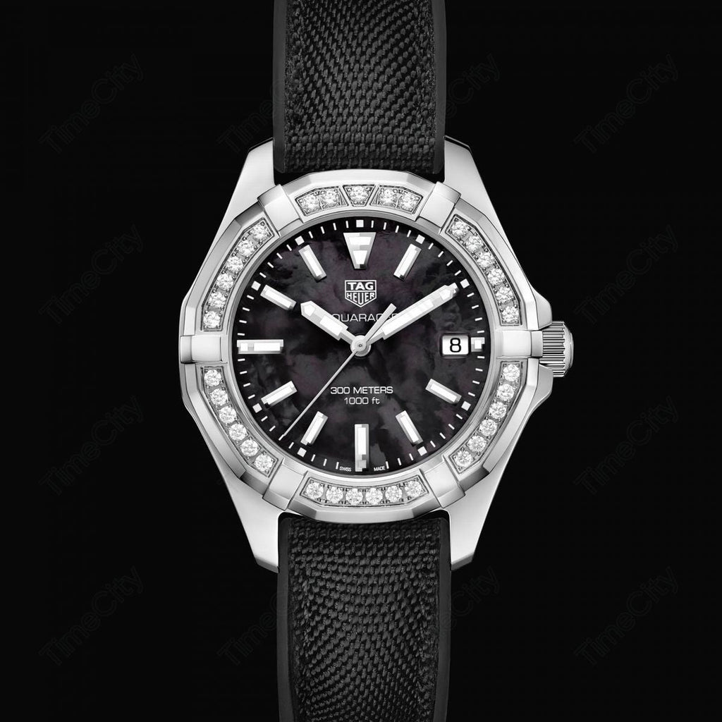  Shop Authentic Tag Heuer Aquaracer Diamonds Mother of Pearl Black Dial Black Nylon Strap Watch for Women - WAY131P.FT6092 - Luxxuri