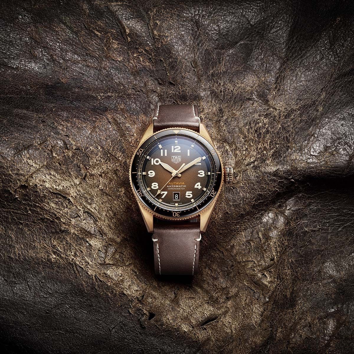 Tag Heuer Autavia Brown Dial Brown Leather Strap Watch for Men - WBE5191.FC8276