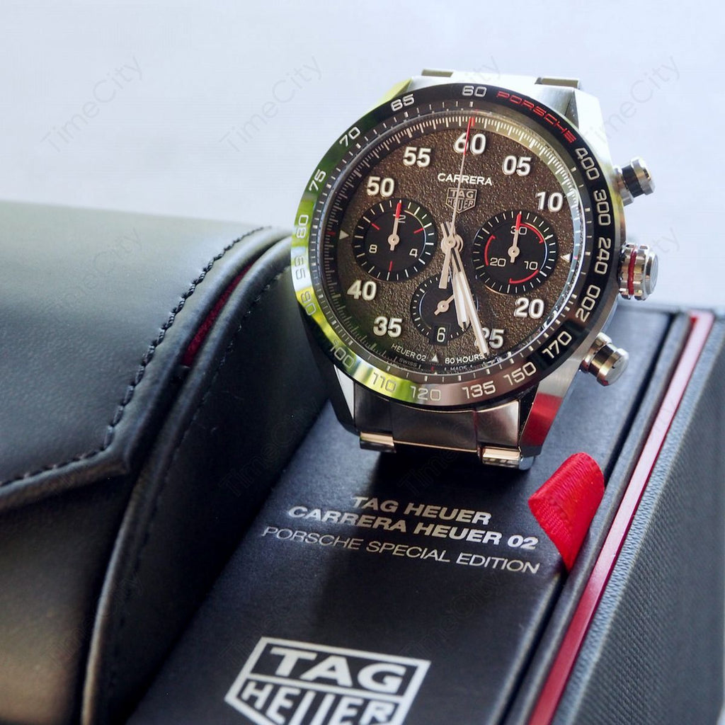  Shop Authentic Tag Heuer Carrera Porsche Chronograph Grey Dial Silver Steel Strap Watch for Men - CBN2A1F.BA0643 - Luxxuri