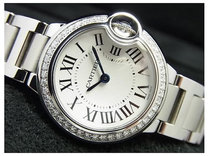  Shop Authentic Cartier Ballon Bleu De Cartier Diamonds White Dial Silver Steel Strap Watch for Women - W4BB0015 - Luxxuri