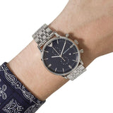  Shop Authentic Emporio Armani Gianni Chronograph Blue Dial Silver Steel Strap Watch For Men - AR1648 - Luxxuri
