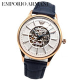  Shop Authentic Emporio Armani Meccanico Automatic White Dial Blue Leather Strap Watch For Men - AR1947 - Luxxuri