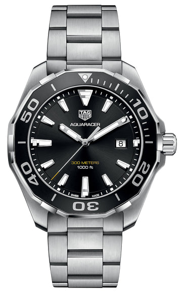  Shop Authentic Tag Heuer Aquaracer Quartz Black Dial Silver Steel Strap Watch for Men - WAY101A.BA0746 - Luxxuri