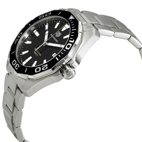  Shop Authentic Tag Heuer Aquaracer Quartz Black Dial Silver Steel Strap Watch for Men - WAY101A.BA0746 - Luxxuri