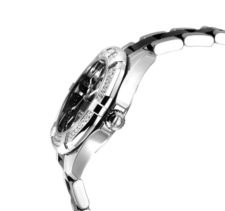  Shop Authentic Tag Heuer Aquaracer Quartz Diamonds Black Dial Two Tone Steel Strap Watch for Men - WAY131E.BA0913 - Luxxuri