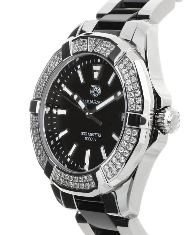  Shop Authentic Tag Heuer Aquaracer Quartz Diamonds Black Dial Two Tone Steel Strap Watch for Men - WAY131E.BA0913 - Luxxuri