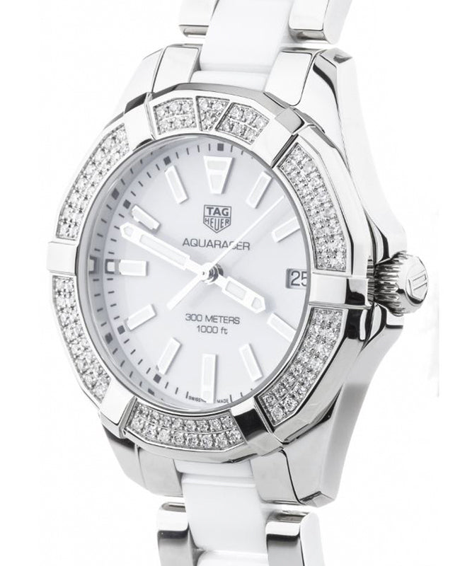  Shop Authentic Tag Heuer Aquaracer Diamonds White Dial Two Tone Steel Strap Watch for Women - WAY131F.BA0914 - Luxxuri