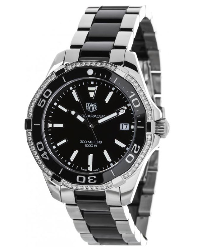 Tag Heuer Aquaracer Quartz Diamonds Black Dial Two Tone Steel Strap Watch for Women - WAY131G.BA0913