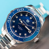  Shop Authentic Tag Heuer Aquaracer Diamonds Blue Dial Silver Steel Strap Watch for Women - WAY131L.BA0748 - Luxxuri