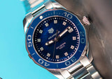  Shop Authentic Tag Heuer Aquaracer Diamonds Blue Dial Silver Steel Strap Watch for Women - WAY131L.BA0748 - Luxxuri