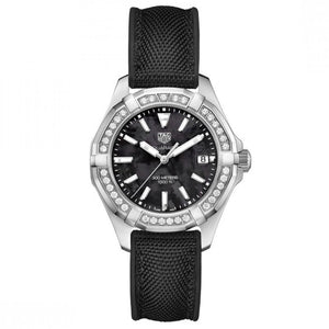  Shop Authentic Tag Heuer Aquaracer Diamonds Mother of Pearl Black Dial Black Nylon Strap Watch for Women - WAY131P.FT6092 - Luxxuri