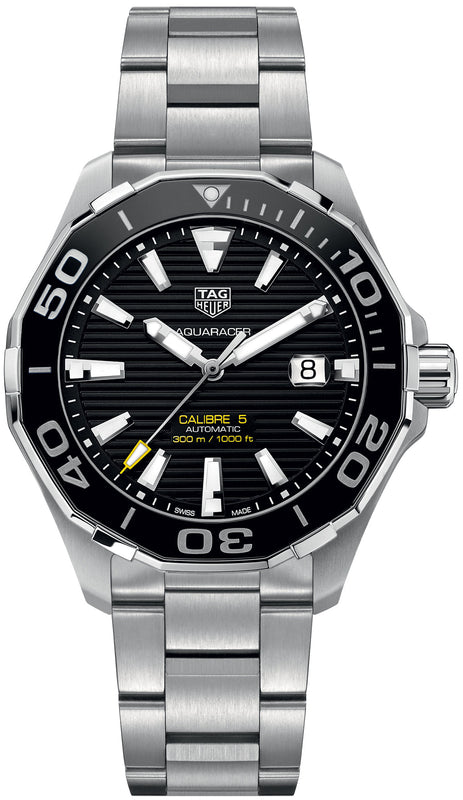  Shop Authentic Tag Heuer Aquaracer Black Dial Silver Steel Strap Strap Watch for Men - WAY201A.BA0927 - Luxxuri