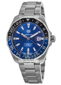  Shop Authentic Tag Heuer Aquaracer GMT Calibre 6 Automatic Blue Dial Silver Steel Strap Watch for Men - WAY201T.BA0927 - Luxxuri