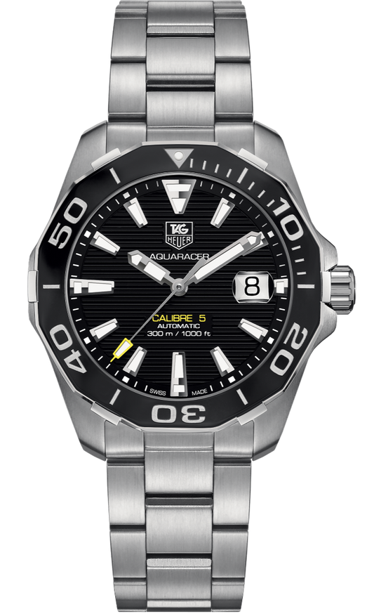  Shop Authentic Tag Heuer Aquaracer Automatic Black Dial Silver Steel Strap Watch for Men - WAY211A.BA0928 - Luxxuri