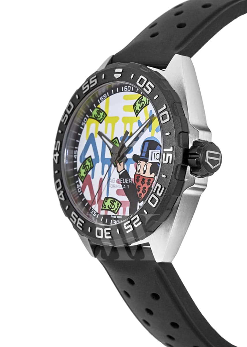 Tag Heuer Formula 1 Alec Monopoly Special Edition Black Rubber Strap Watch for Men - WAZ1119.FT8023