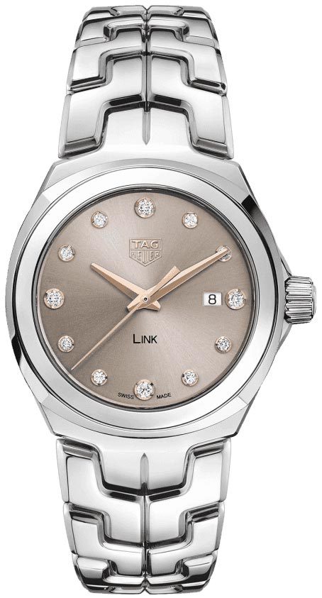  Shop Authentic Tag Heuer Link Quartz Brown Dial Silver Steel Strap Watch for Women - WBC131E.BA0649 - Luxxuri