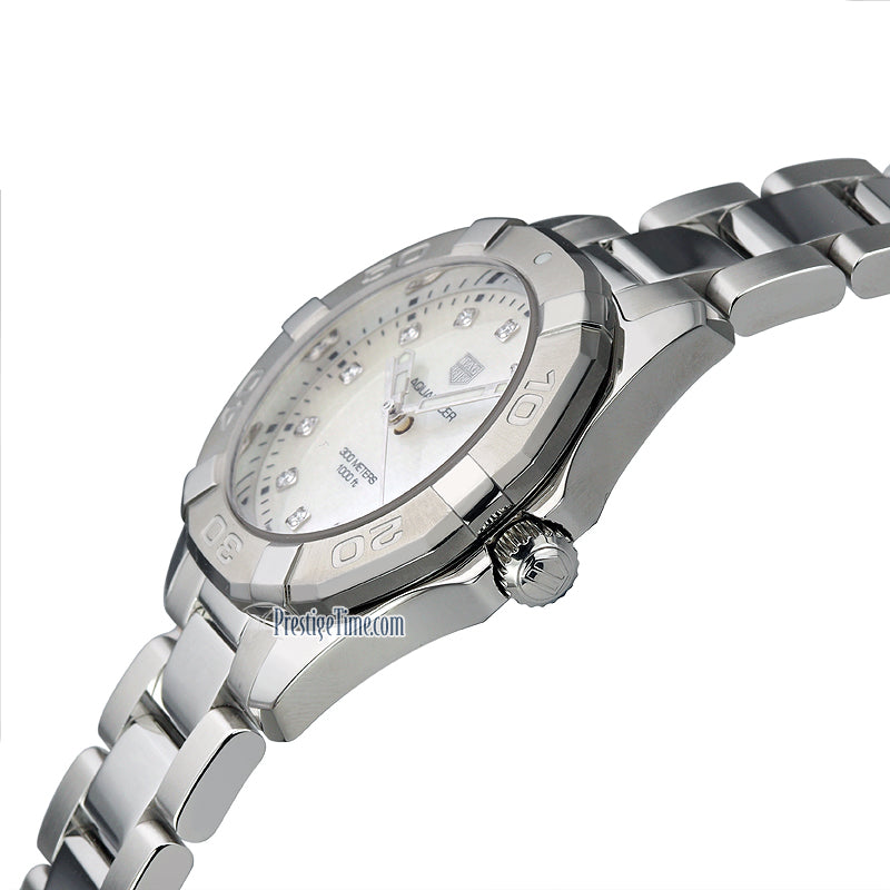  Shop Authentic Tag Heuer Aquaracer Diamonds Mother of Pearl Dial Silver Steel Strap Watch for Women - WBD131B.BA0748 - Luxxuri
