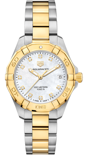  Shop Authentic Tag Heuer Aquaracer White Mother of Pearl Dial Two Tone Steel Strap Watch for Women - WBD1322.BB0320 - Luxxuri